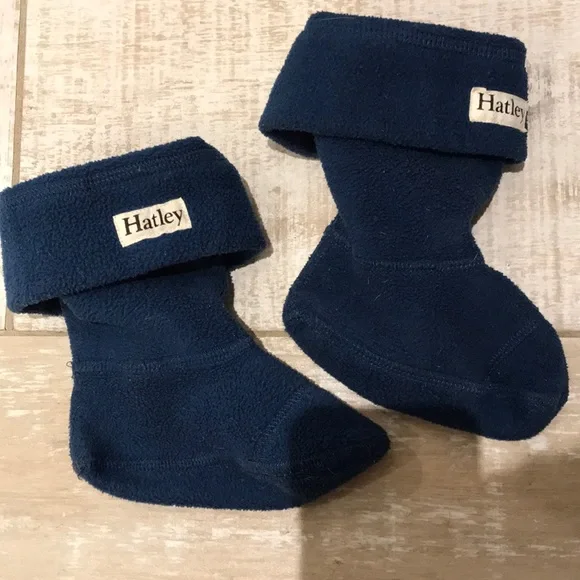SOLD HATLEY | 8T 9T 10T Fleece Rain Boot Liners Unisex Booties Kids Toddler Blue - Picture 2 of 3